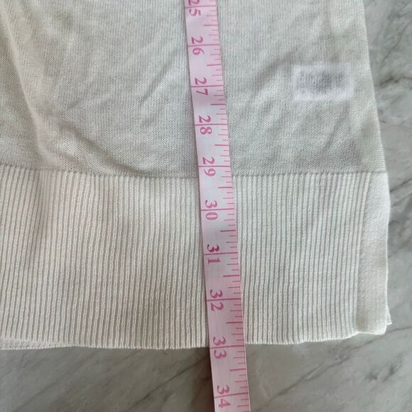 CeCe long open-front white cardigan sheer lightweight knit size L NWT - Picture 7 of 7